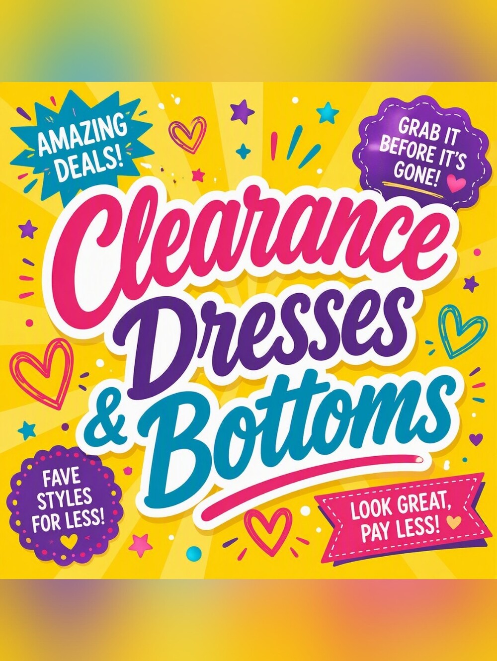 Clearance Dresses & Bottoms - As Is